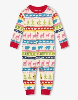 Little Blue House Baby Cream Fair Isle Union Suit 12-18 months VGUC